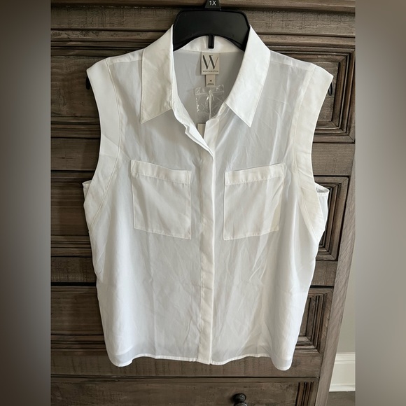 Worthington Tops Nwt Womens Worthington Sleeveless White Button